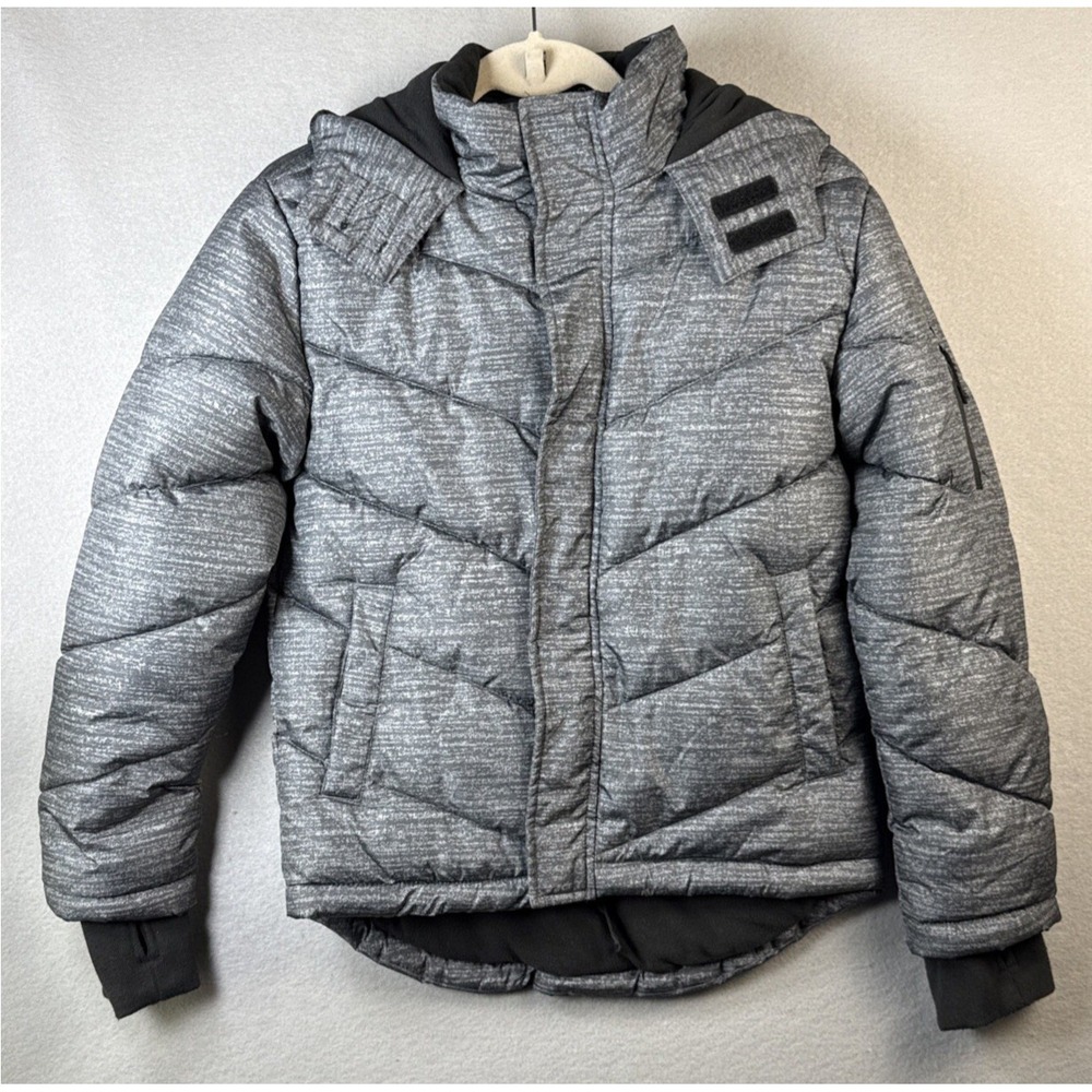 Arizona Puffer Jacket Kids M 10/12 Gray Fleece Lined Hooded Heavyweight Winter